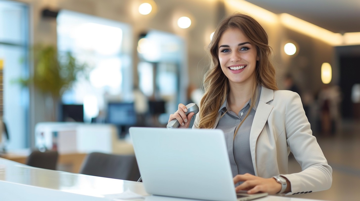 Businesswoman holding clipboard